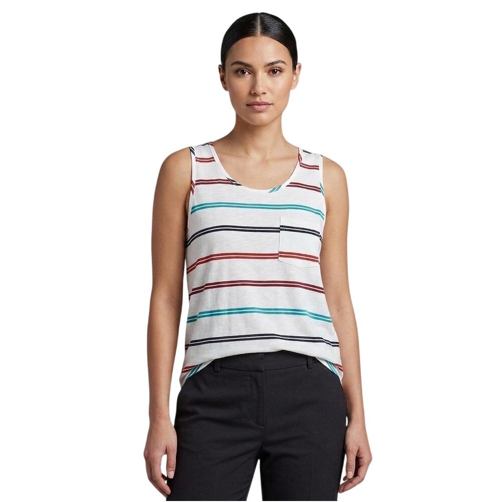 Market & Spruce Striped Tank Top Multicolor Rayon Stretch Women XL NWT